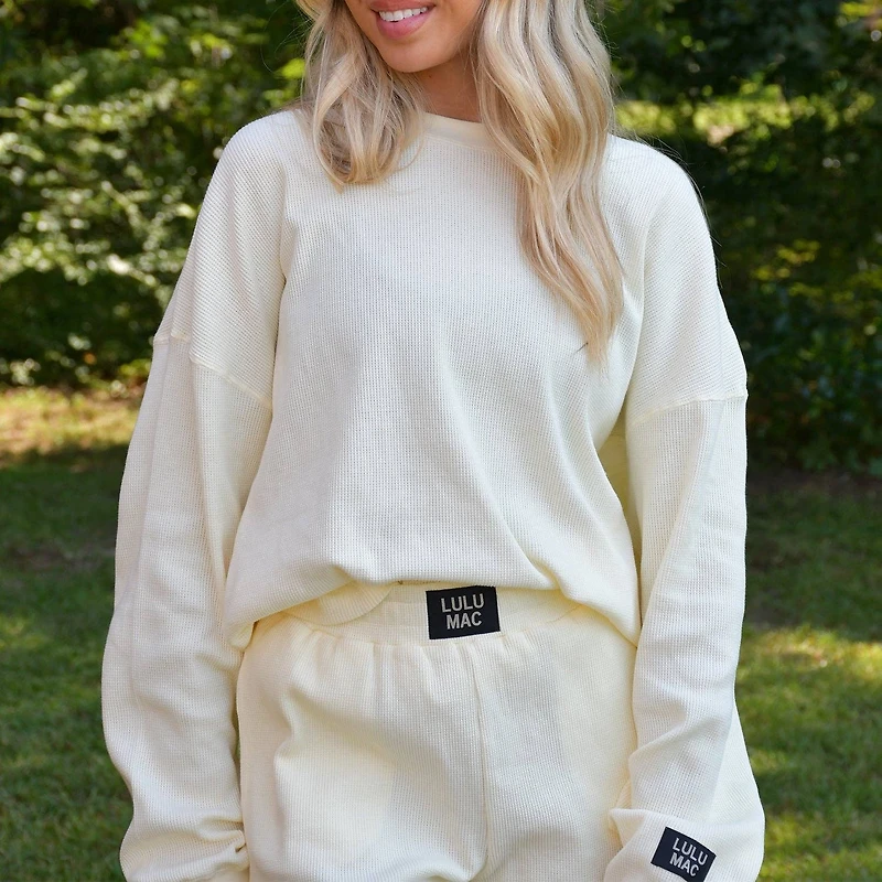 Yellow Longsleeve Waffle Top Lulu Max