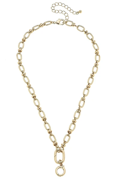Lilah Cable Link Charm Necklace Base in Shiny Gold