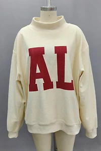 Cream Printed Alabama & AL Mockneck