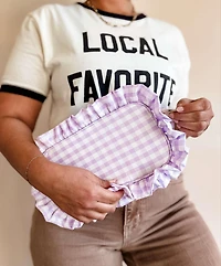 Black Gingham Frilly Makeup Bag
