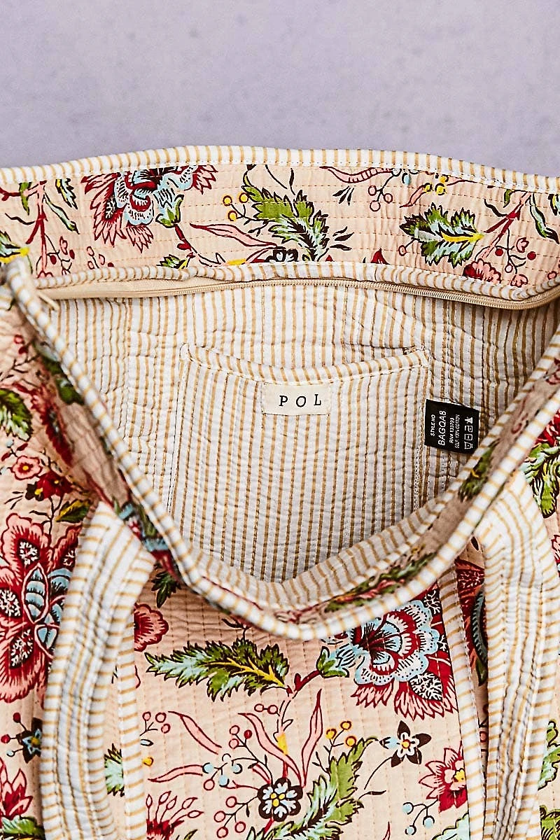 Quilted Bohemian Print Tote Bag