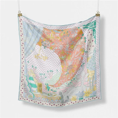 Blue Silk Pattern Scarf