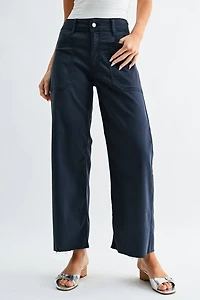 Navy Stretch Twill Utility Wide Leg