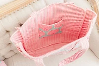 Sanibel Pink Shell | Large Quilted Ruffle Tote Bag