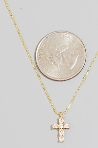 Gold Dipped Cz Cross Pendant Necklace