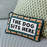 Dog Sits Here Needlepoint Pillow