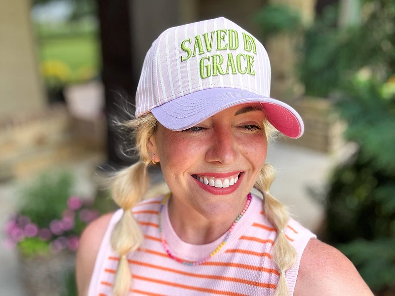 Embroidered "Saved by Grace" Hat