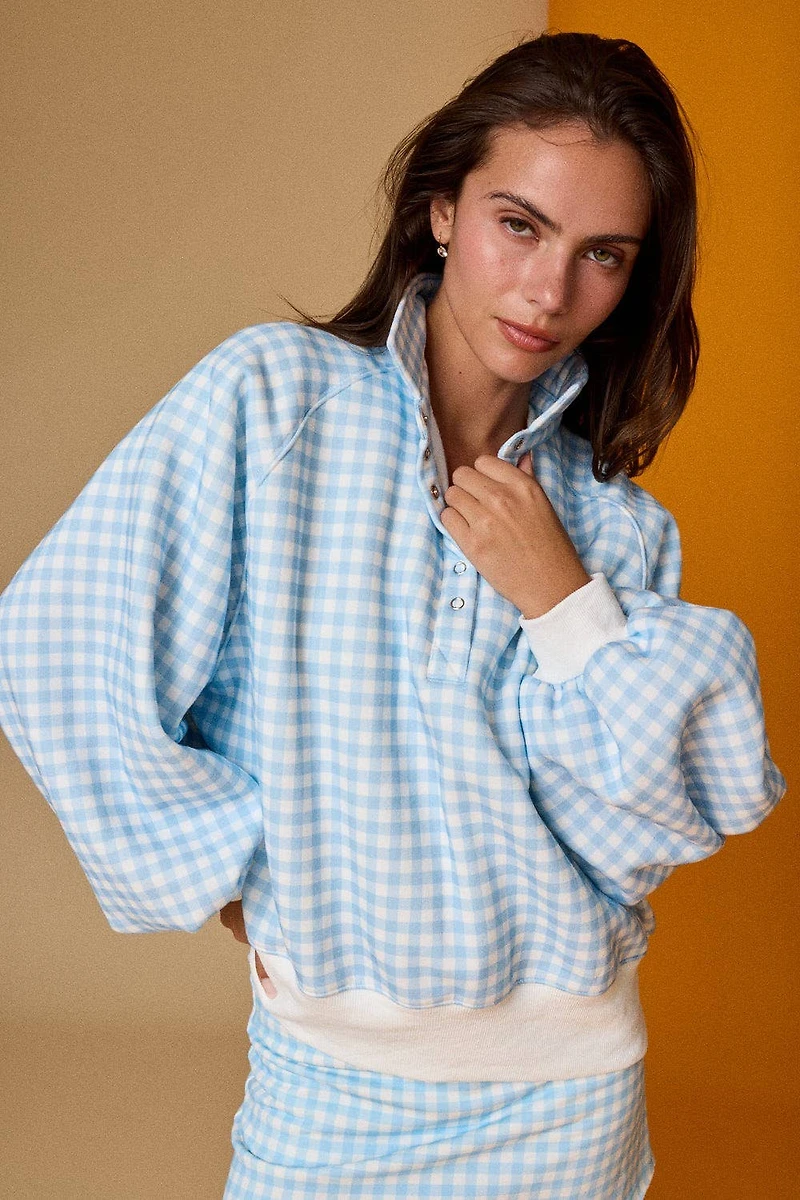 Blue Checkered Snap Button-up