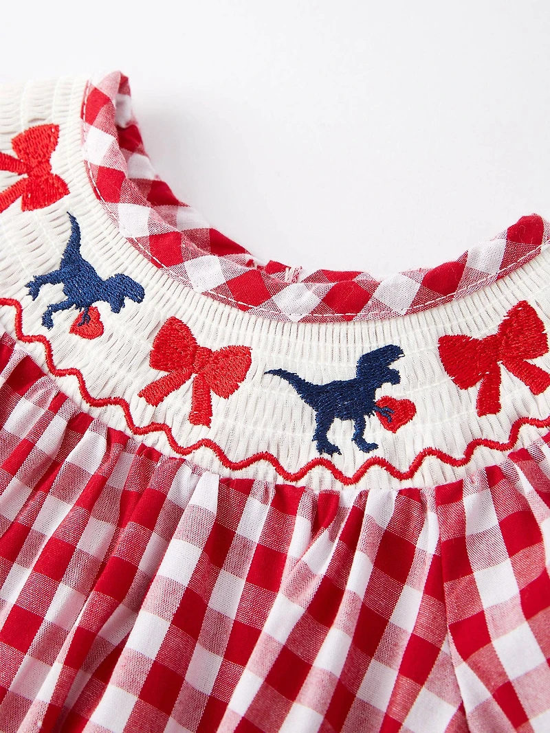 Girls Dinosaur Bow Romper