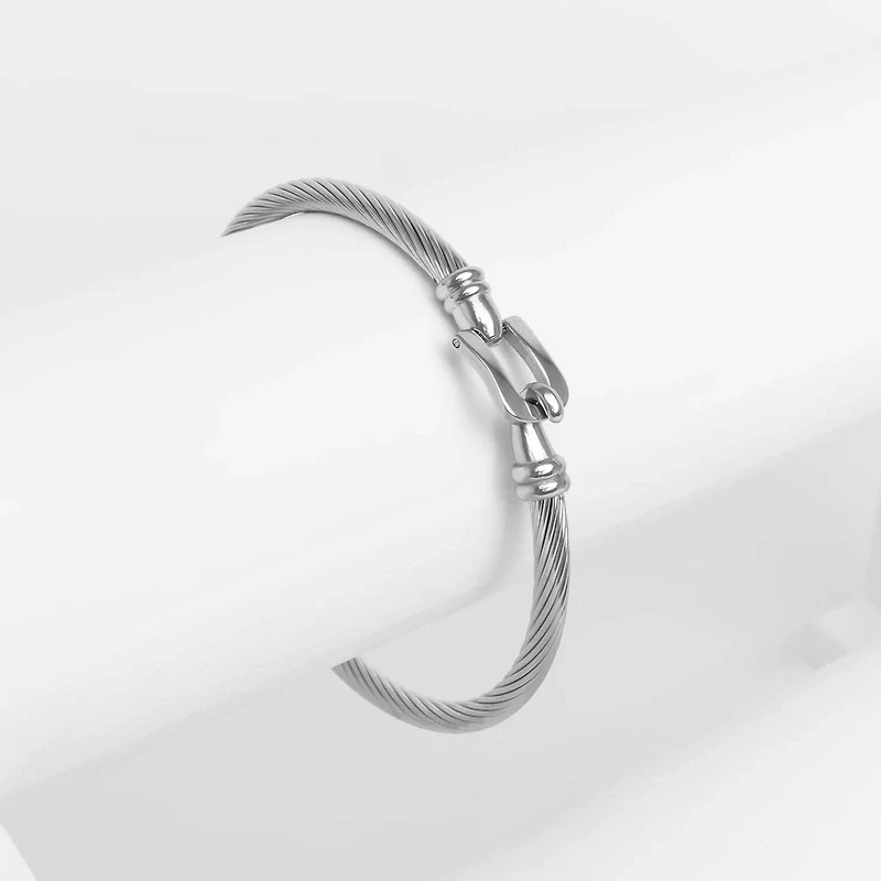 Silver Buckle Clasp Bangle Bracelet