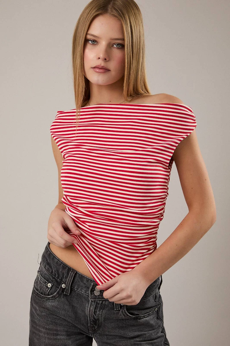 Red Stripe Off Shoulder Top