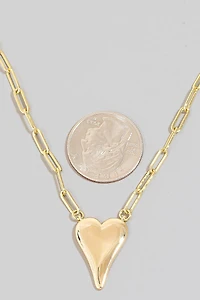 Gold Dipped Long Heart Oval Hoop Chain Necklace