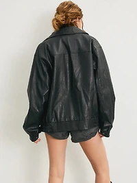 Black Oversized Faux Jacket