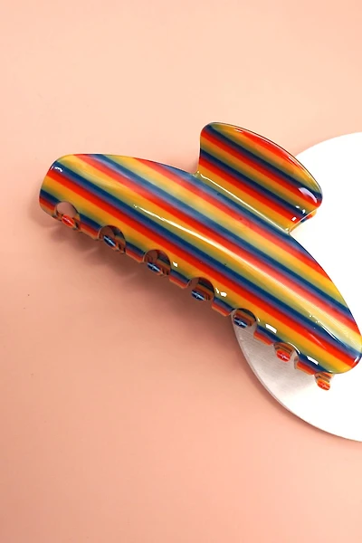 Colorful Stripe Oval Claw Clip