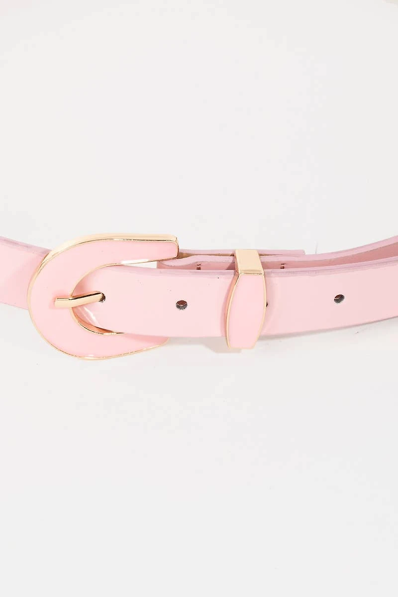 Pink Buckle Leather Belt