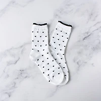 White & Black Heart Casual Socks