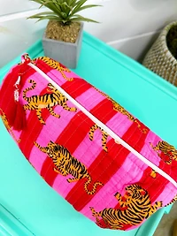 Quilted Tiger Print Cosmetics Bag | Cosmetics Makeup Bags
