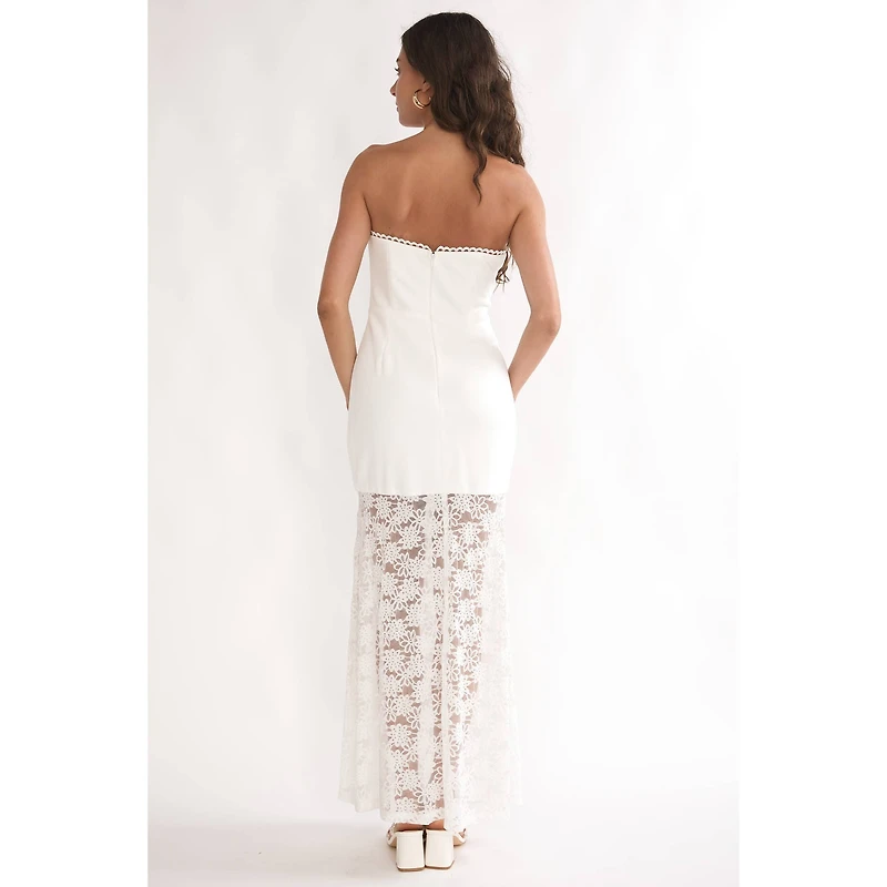 White Floral Lace Maxi Dress