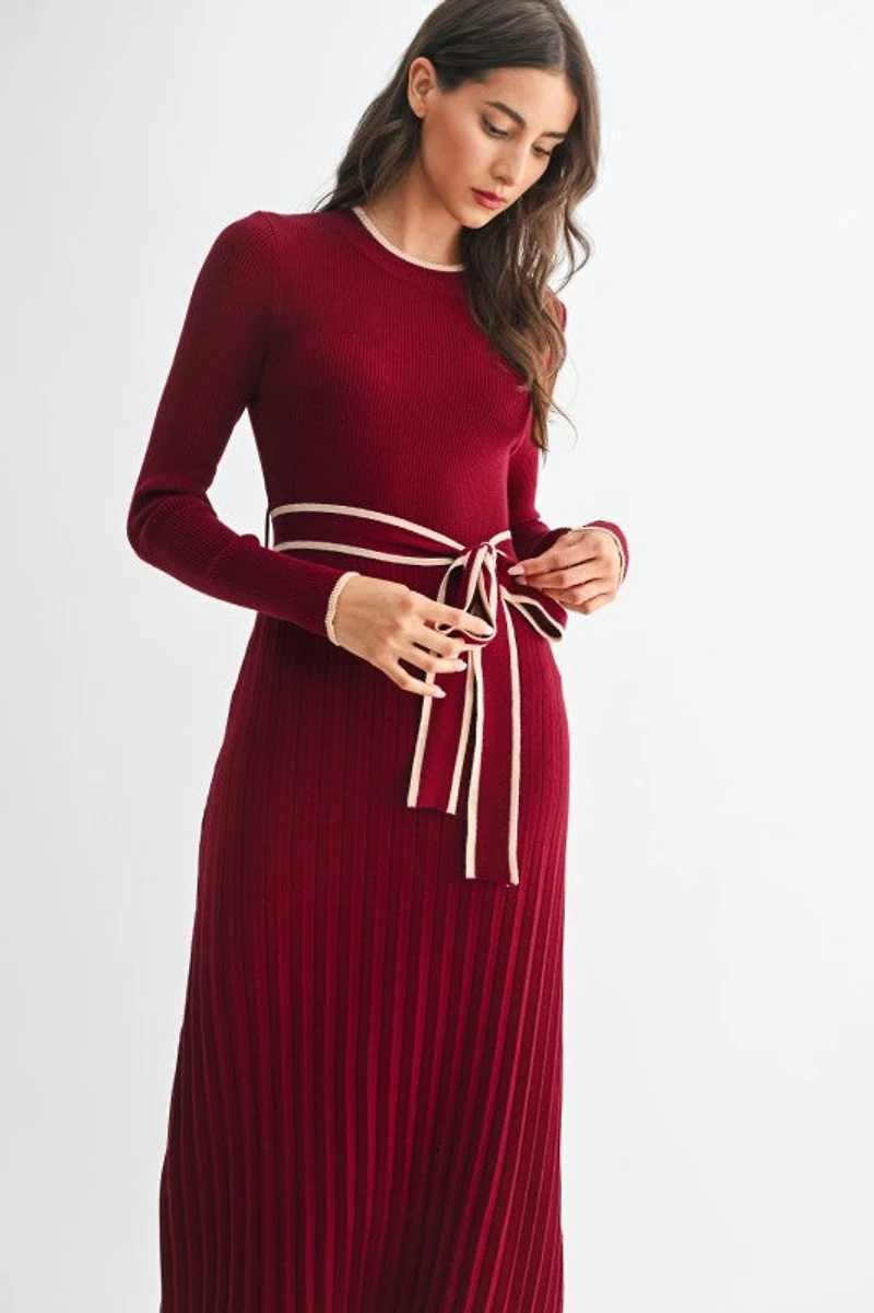 Burgundy Midi Sweater Dress