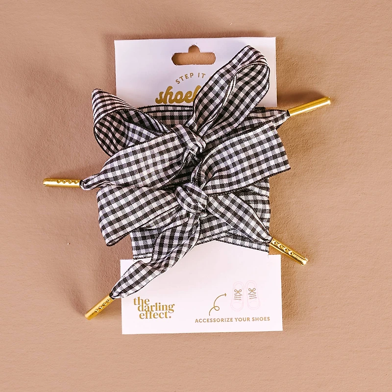 Step It Up Shoelaces-Gingham Black
