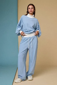 Blue Mockneck Stripe Lounge Set