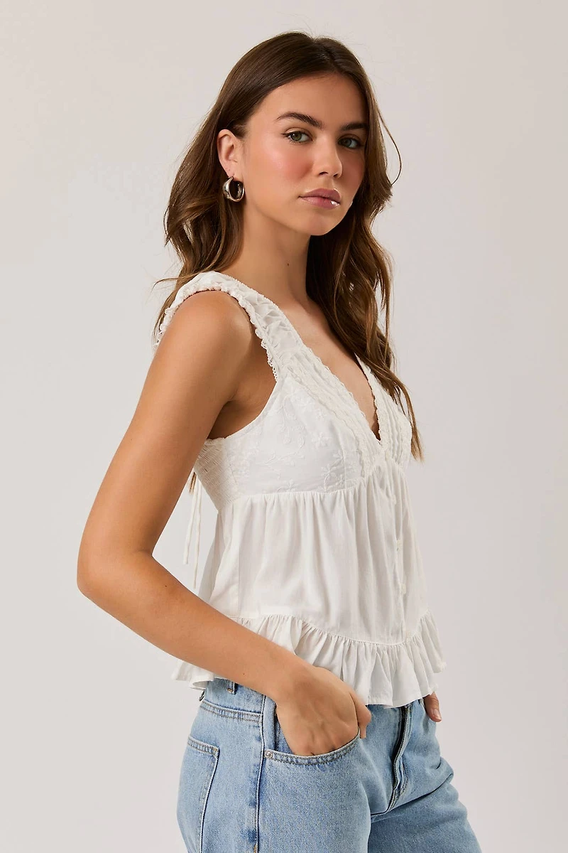 White Lace Trim Top