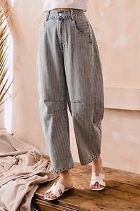 Stripe Denim Barrel Pants