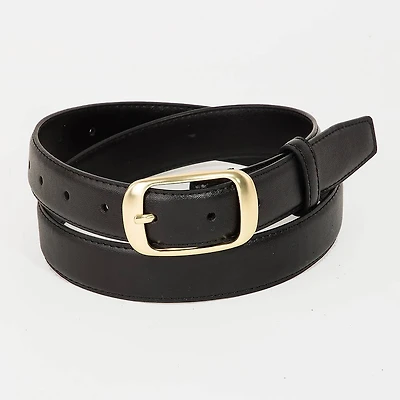 Solid Rectangle Buckle Leather Belt