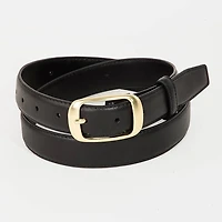 Solid Rectangle Buckle Leather Belt