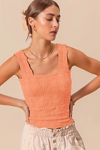 Peach Floral Seamless Tank Top