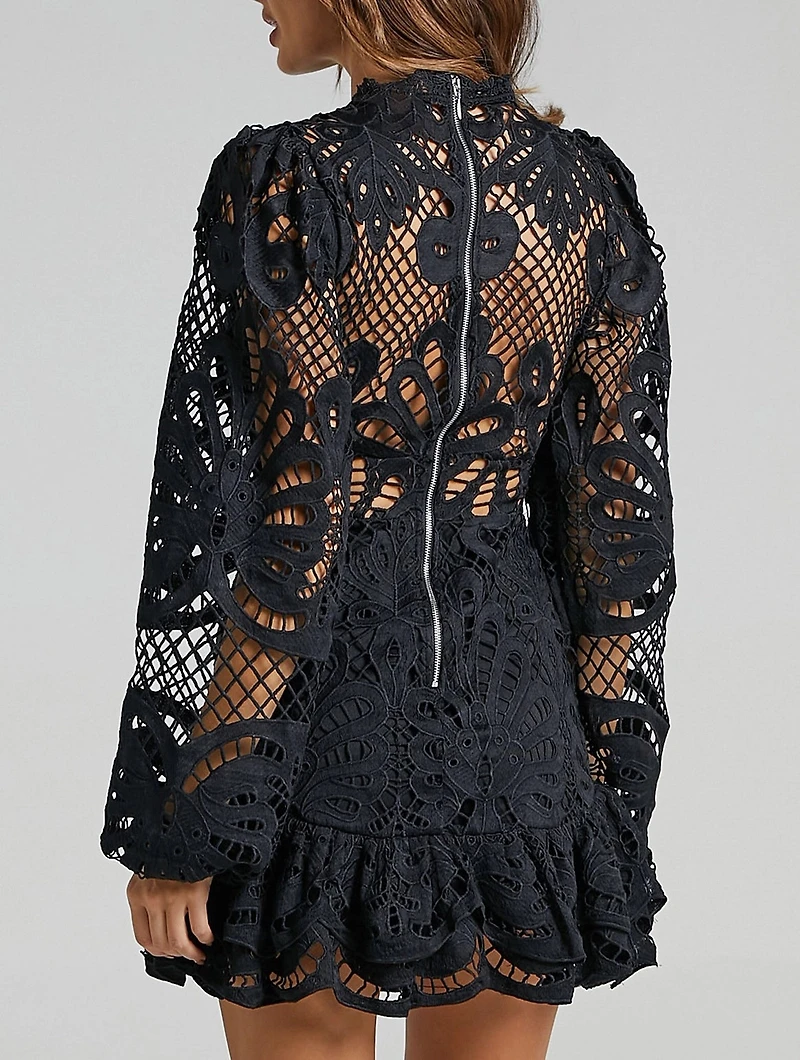 Black Ballon Lace Dress