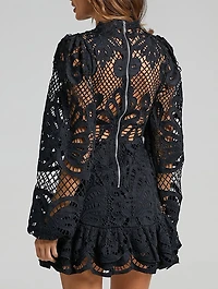 Black Ballon Lace Dress