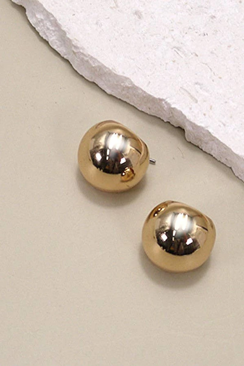 ROUND PUFFED HUGGIE HOOP EARRINGS