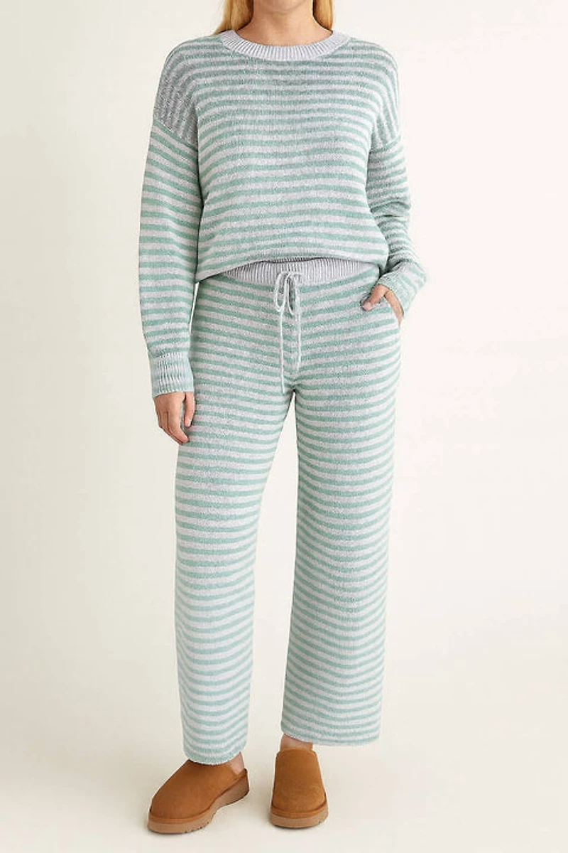 Aqua & Blue Stripe Sweater Pants Set