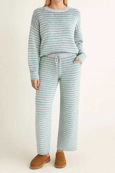 Aqua & Blue Stripe Sweater Pants Set