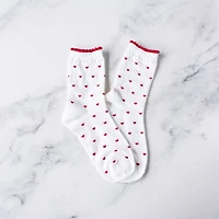 White & Red Heart Casual Socks