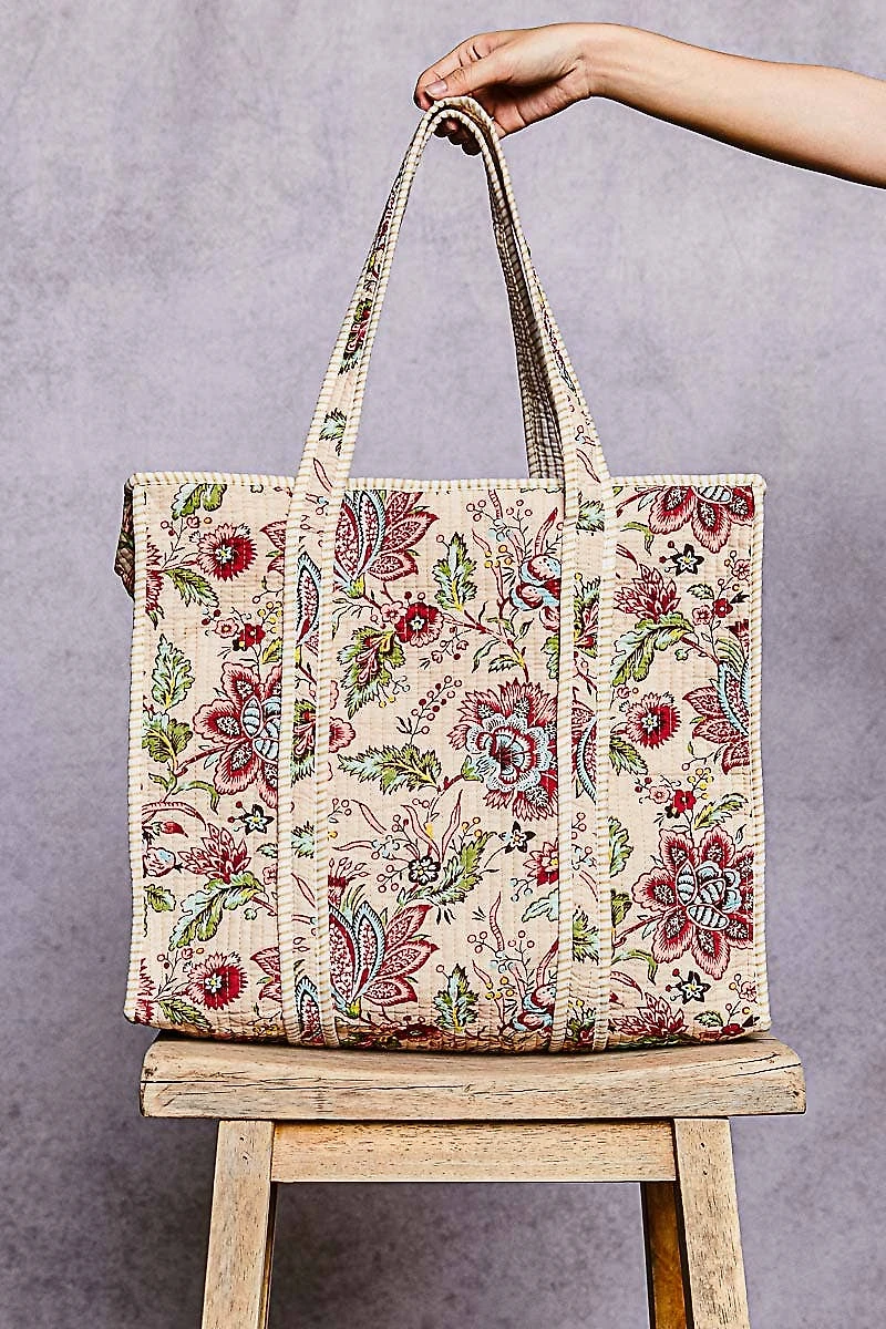 Quilted Bohemian Print Tote Bag