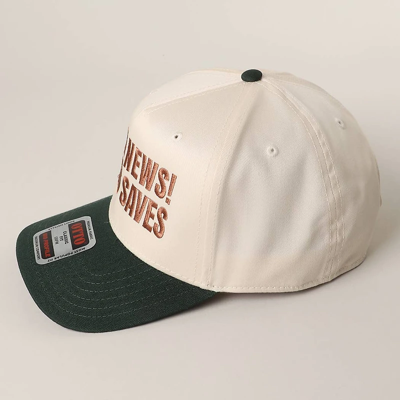 Good News Jesus Saves Trucker Hat/ Green & Brown