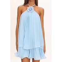 Light Blue Flower Pin Mini Dress
