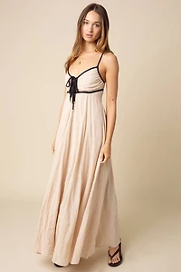 Beige Sian Contrast Tie Maxi Dress