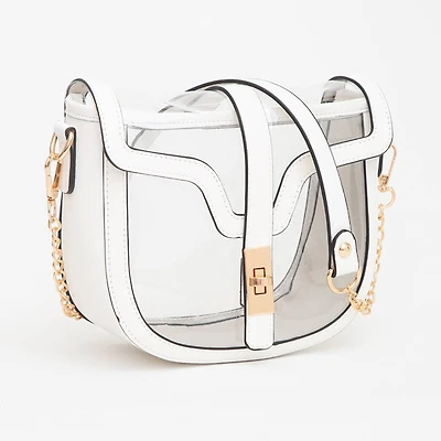 White Clear Transparent Saddle Bag