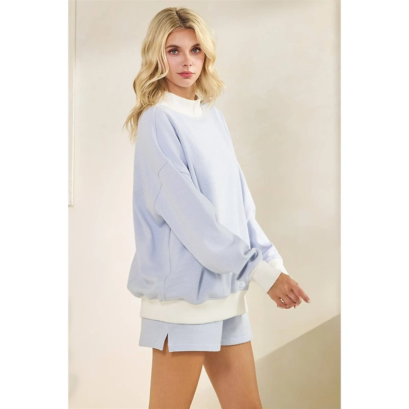 Blue Striped Mockneck