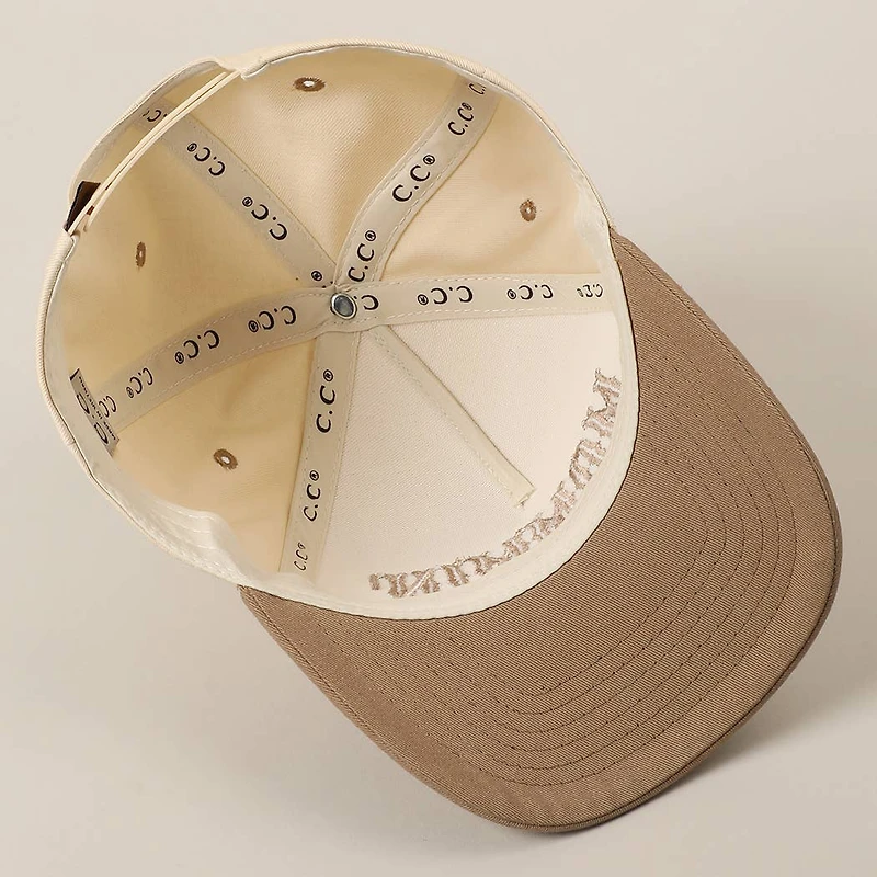 Beige MOMMIN' Letter Embroidery Two-Tone Trucker Hat