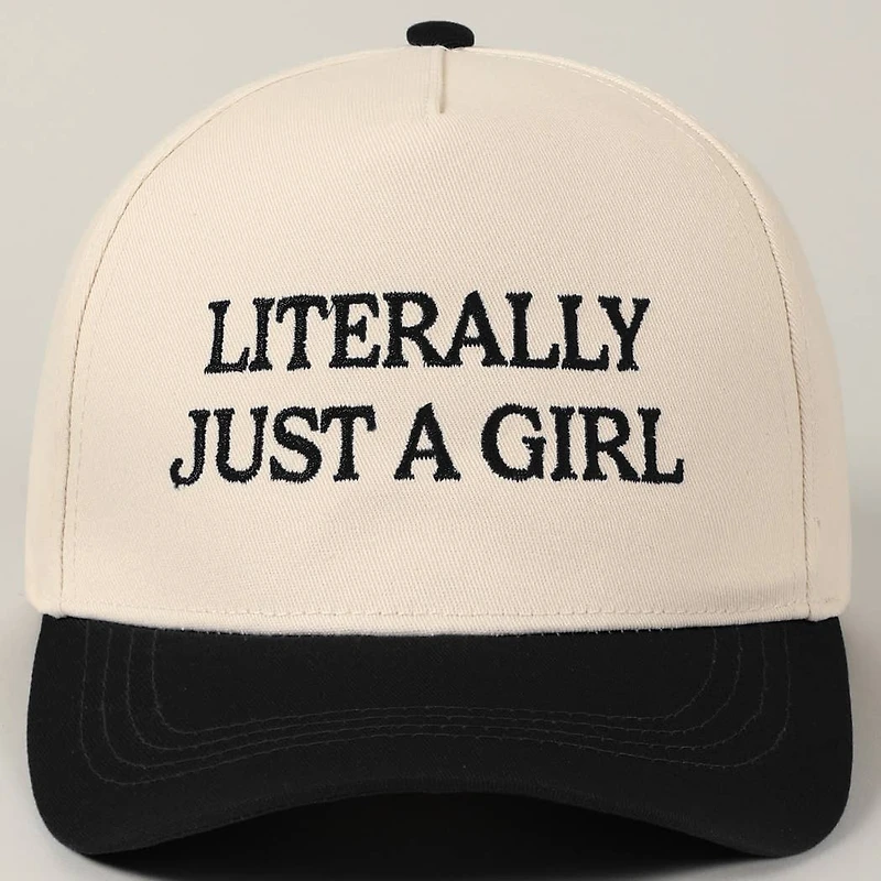 Literally Just A Girl Embroidery Two Tone Trucker Hat: FUCHSIA / ONE SIZE