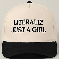 Literally Just A Girl Embroidery Two Tone Trucker Hat: FUCHSIA / ONE SIZE