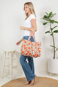 Orange Marigolds Quilted Tote Bag