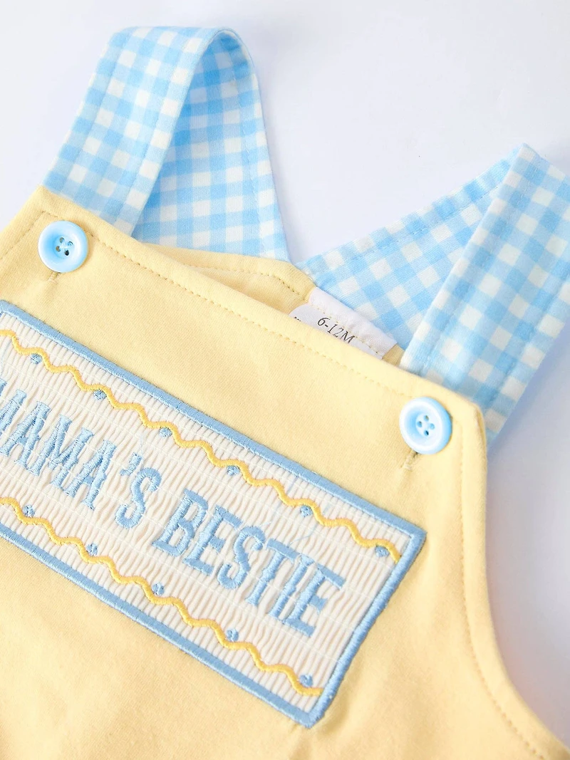 "MAMA'S BESTIE " Embroidered Baby Romper