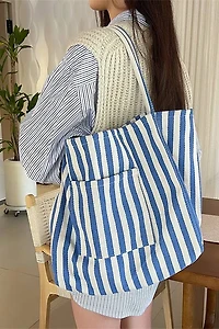 Blue Striped Tote Bag