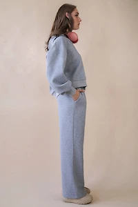Gray Textured Casual Comfy Set
