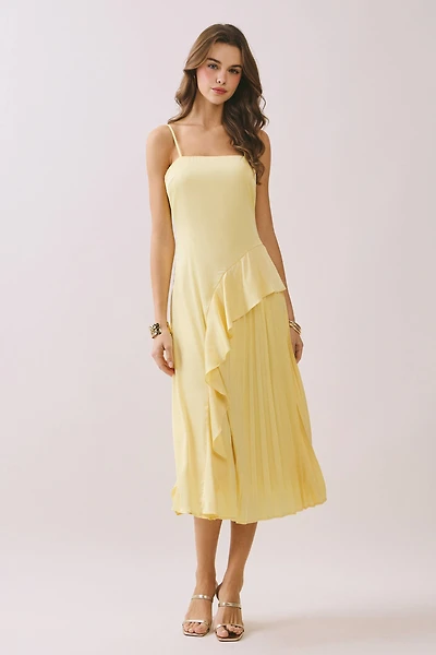 Yellow Ruffle Midi Dress